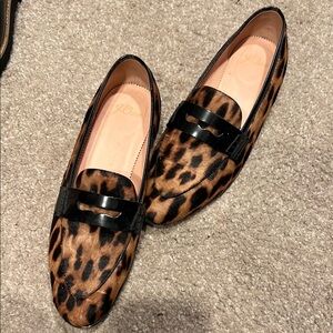 J. Crew Brown and Black Leopard Print Flats